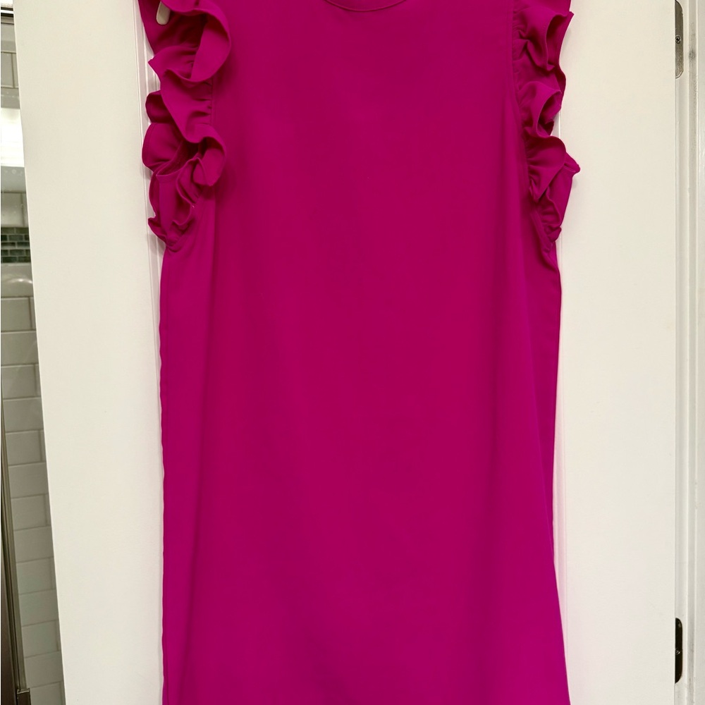 fab'rik Fuchsia Dress with Ruffle Sleeves